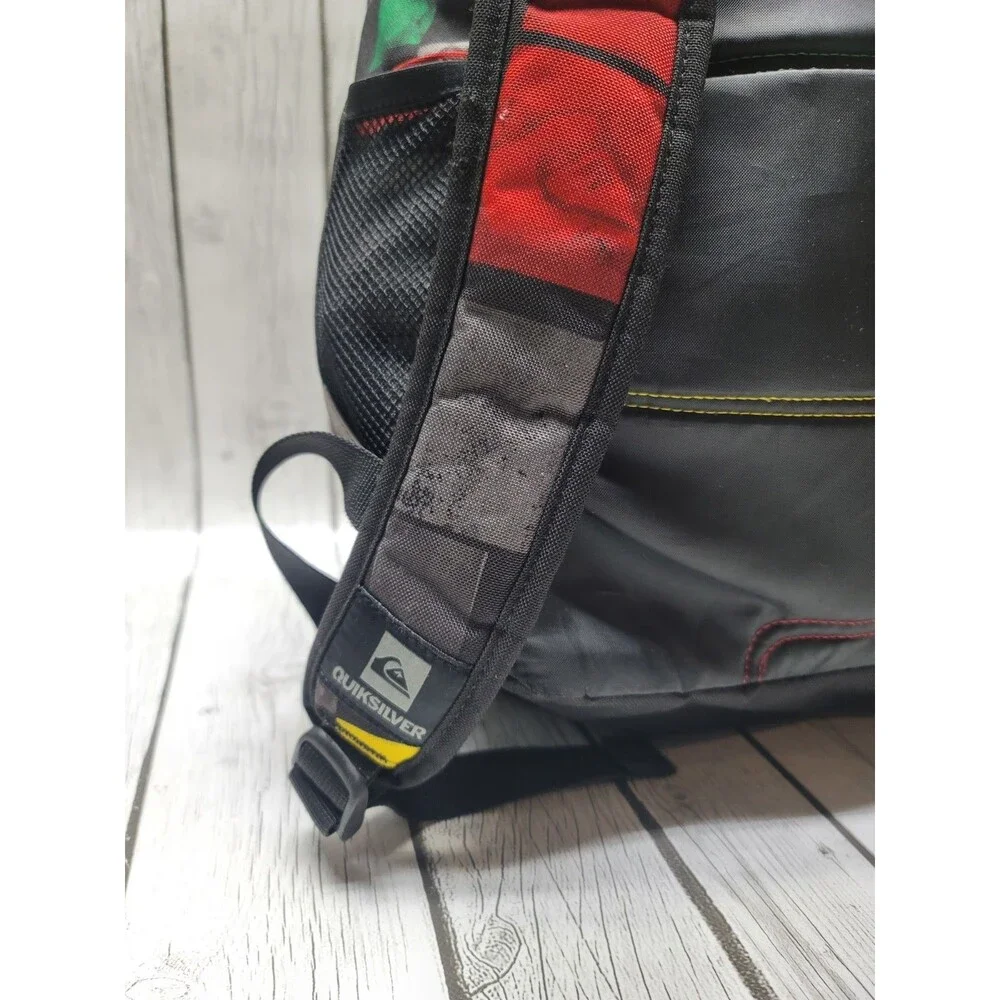 Quiksilver Backpack DNA Rasta Colorful Block Book Bag Surf Beach Backpack Rare